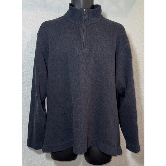 Eddie Bauer Mens L Blue Gray 1/4 Zip Pullover 100% Cotton Long Sleeve Sweater - Picture 4 of 13